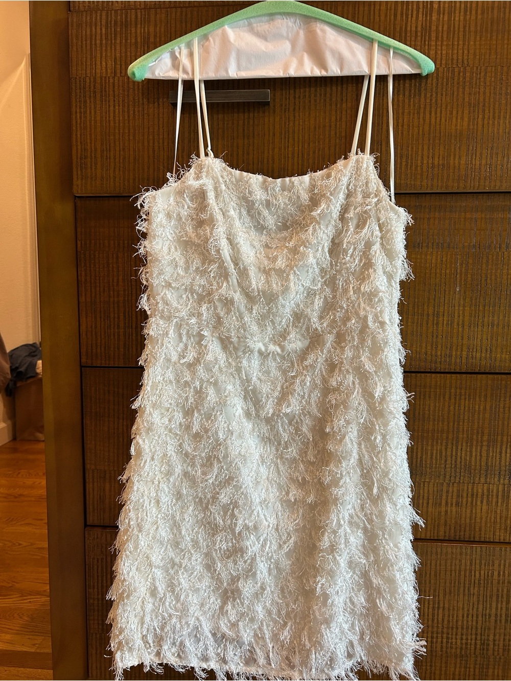 White Fringe Mini Dress